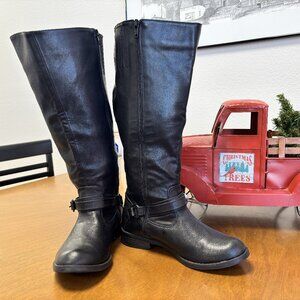 Women’s Black Riding Boots – Wide Calf – Size 7 – Buckle Detail – New W/O Tags